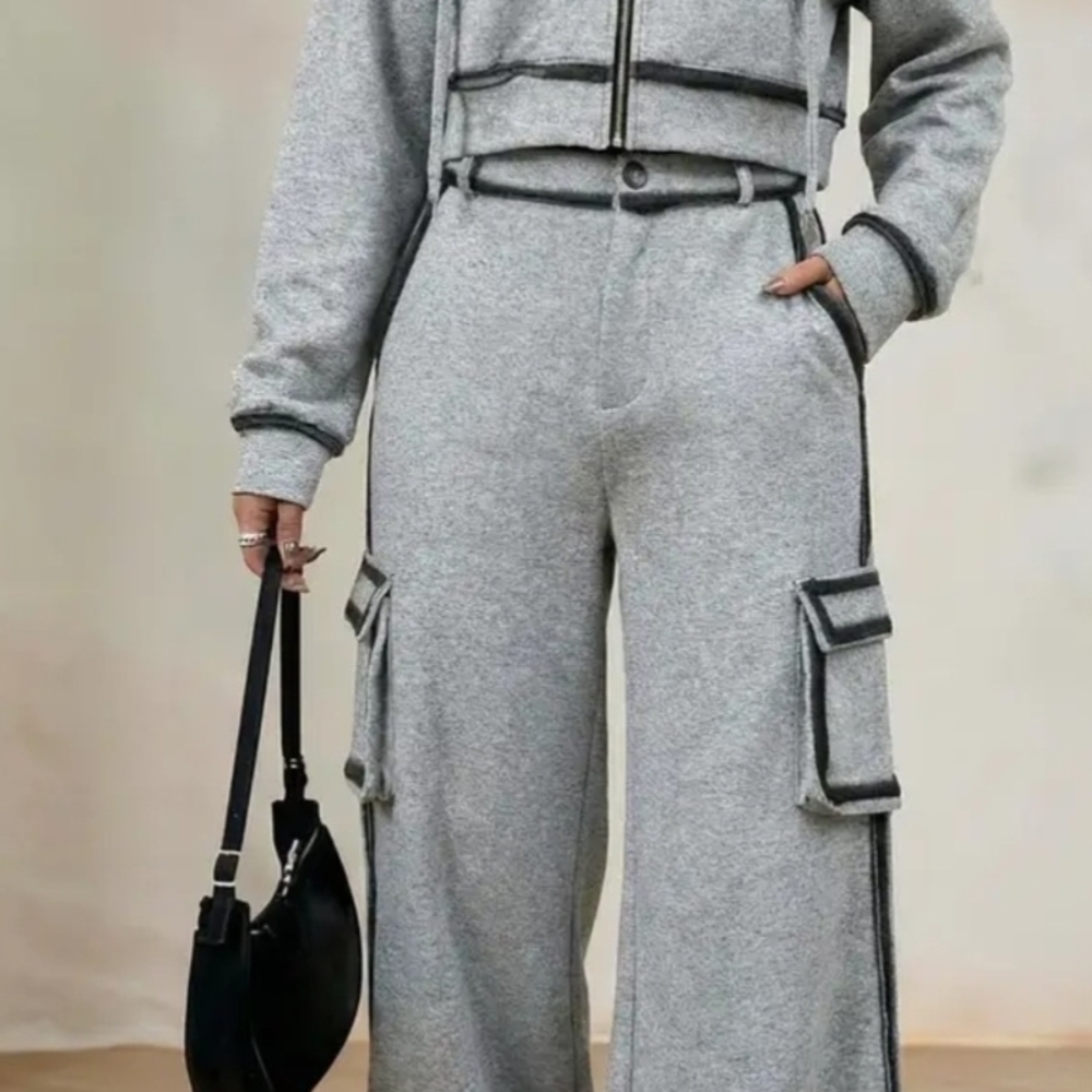 Wide Leg Gray Cargo Pants